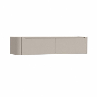 H&R Badmeubelen Juice Meuble sous-vasque - 180x45x40cm - angle gauche arrondi - 2 tiroirs - poignée intégrée - beige mat