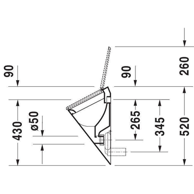 Duravit Starck 1 urinoir afzuigend voor deksel met bevestiging met achterinlaat met wondergliss wit