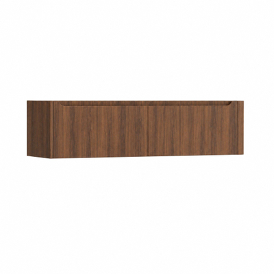 H&R Badmeubelen Juice Wastafelonderkast - 160x45x40cm - rechterhoek afgerond - 2 lades - geïntegreerde greep - Dark oak