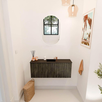 Mondiaz JOYA 100cm toiletmeubel - kleur Shadow - Wastafel FAYE positie Midden 1 kraangat kleur Urban.