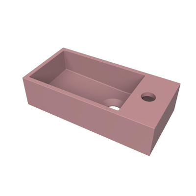 Arcqua Flair lave-mains - 36x18x9cm - marbre de synthèse - 1 trou de robinet - à droite - rose mat