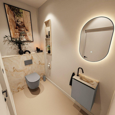 MONDIAZ TURE-DLUX 40cm toiletmeubel Smoke. EDEN wastafel Frappe positie rechts. Met 1 kraangat.