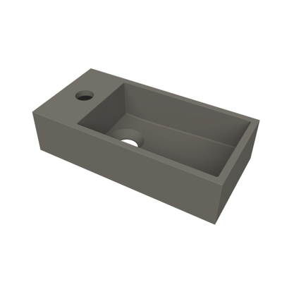 Arcqua Flair fontein - 36x18x9cm - cast marble - 1 kraangat - links - mat quartz grijs