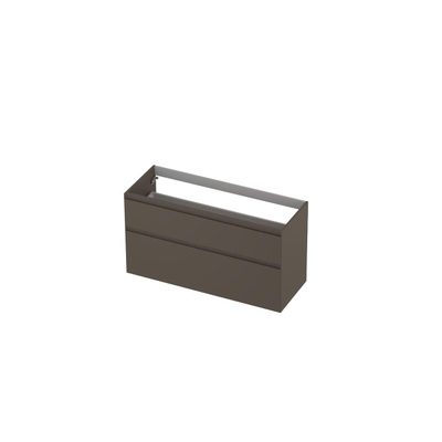 INK Wastafelonderkast - 120x45x65cm - 2 lades - greeploos - MDF lak - Mat taupe