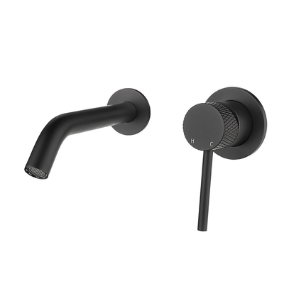 Wiesbaden Ribbd Mitigeur lavabo encastré à levier unique avec coldstart complet noir mat