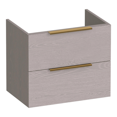 BRAUER Elevate meuble sous-lavabo peu profond 60 sans poignées rapportées 2 tiroirs à fermeture en douceur et 1 découpe pour siphon - Timber Greige