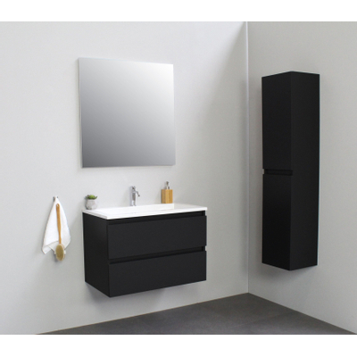 Basic Bella Meuble salle de bains avec lavabo acrylique Blanc 80x55x46cm 1 trou de robinet