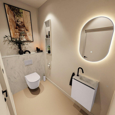 MONDIAZ TURE-DLUX 40cm toiletmeubel Cale. EDEN wastafel Opalo positie rechts. Met 1 kraangat.