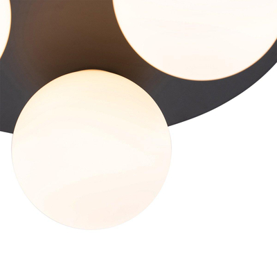 QAZQA Cederic plafonnier de salle de bains - 23x23x10,3cm - 3 lumières - rond - noir mat