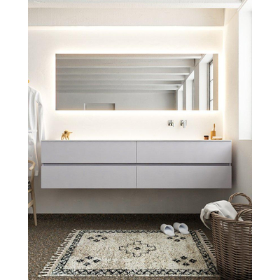 Mondiaz VICA ensemble de meuble de salle de bain - 200cm - meuble sous-vasque cale - 4 tiroirs - lavabo moon droite - sans trou de robinet - miroir LED - version XL 60cm de haut