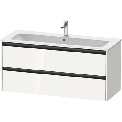 Duravit ketho 2 meuble de lavabo avec 2 tiroirs pour lavabo simple 121x48x55cm avec poignées anthracite blanc brillant