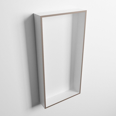 Mondiaz Easy nis 29.5x59.5x8cm voor Inbouw/opbouw 1 open vak Solid surface Talc/Smoke
