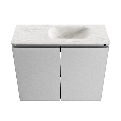 MONDIAZ TURE-DLUX Meuble WC 60cm Plata. EDEN lavabo Ostra position droite. Sans trou de robinet.