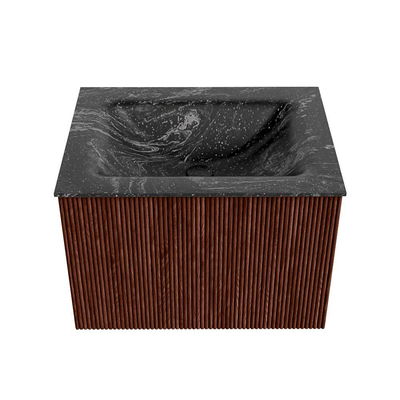 Mondiaz KURVE-DLUX Badkamermeubelset - 60x46x40cm - 1 lade - wastafel solid surface - midden - zonder kraangat - Ruby
