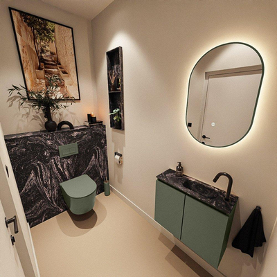 MONDIAZ TURE-DLUX 60cm toiletmeubel Army. EDEN wastafel Lava positie rechts. Met 1 kraangat.