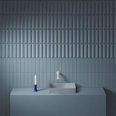 Clou Vale lave-mains 38 cm sans trou de robinet à droite bleu mat céramique