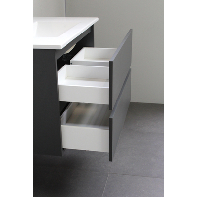 Basic Bella Meuble avec lavabo acrylique 100x55x46cm 1 trou de robinet Anthracite mat