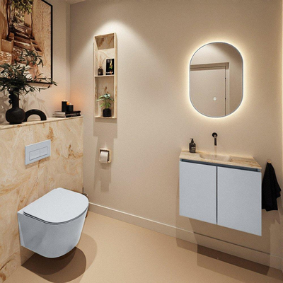 MONDIAZ TURE-DLUX Meuble toilette - 60cm - Clay - EDEN - vasque Frappe - position centrale - sans trou de robinet