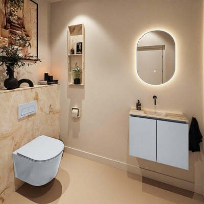MONDIAZ TURE-DLUX Meuble WC 60 cm Clay. Lavabo EDEN Frappe position milieu. Sans trou de robinet.