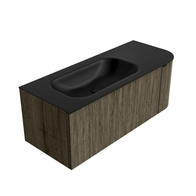 Mondiaz KURVE Ensemble de meuble salle de bain - 115x46x40cm - 1 tiroir - 1 porte - lavabo en solid surface - gauche - sans trou de robinet - Shadow