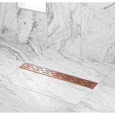 Wiesbaden Caniveau de douche avec bride et grille 80 x 7 cm bronze brossé cuivre PVD