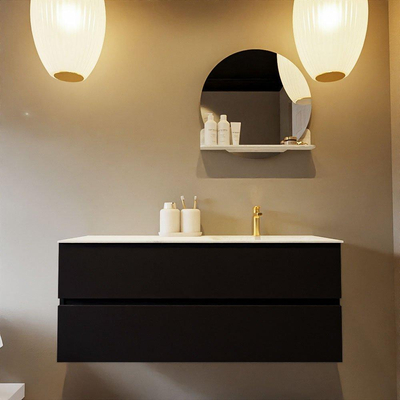 Mondiaz VICA-DLUX ensemble de meuble de salle de bain - 120cm - meuble sous-vasque urban - 2 tiroirs - lavabo encastré cloud droite - 1 trou de robinet - version haute de 60cm - opalo