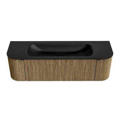 Mondiaz KURVE Badkamermeubelset - 150x46x40cm - 1 lade - 2 deuren - wastafel solid surface - midden - 1 kraangat - Dusk