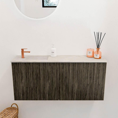 Mondiaz JOYA-DLUX 90cm toiletmeubel - kleur Shadow - Wastafel FAYE positie Links 1 kraangat kleur Ostra.