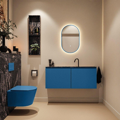 MONDIAZ TURE-DLUX Meuble toilette - 120cm - Jeans - EDEN - vasque Lava - position centrale - 1 trou de robinet