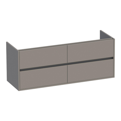 BRAUER Adore meuble sous lavabo - 140x46x55cm - 4 tiroirs à fermeture douce - sans poignée - 2 découpes pour siphon - taupe mat