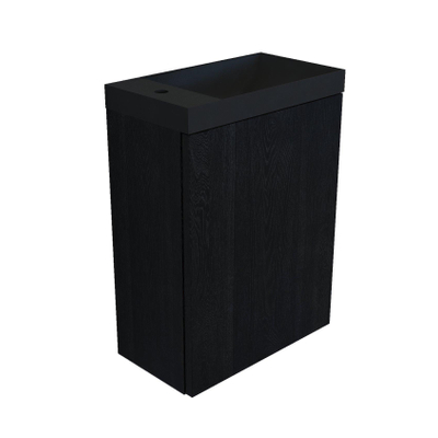 Arcqua marble ensemble de lave-mainss 40x22x54.5cm lave-mains noir mat sans trop-plein chêne noir