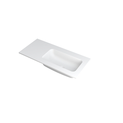 INK Faktor wastafel - 100x45x1.5cm - 1 wasbak rechts - 0 kraangaten - polystone wit mat