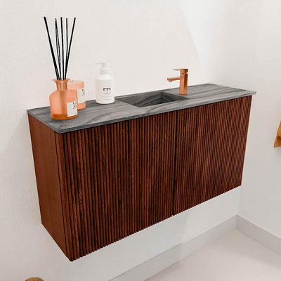 Mondiaz JOYA-DLUX 80cm toiletmeubel - kleur Ruby - Wastafel FAYE positie Midden 1 kraangat kleur Sombra.