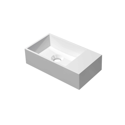 INK Contra Fontein - 40x22x12cm - wasbak links - 0 kraangaten - polystone wit glans