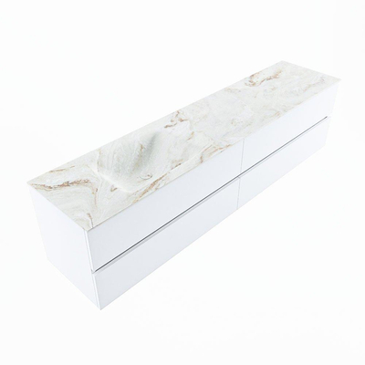 MONDIAZ VICA-DLUX Ensemble meuble de salle de bains - 200cm - meuble bas talc - 4 tiroirs - lavabo encastré cloud gauche - 1 trou de robinet - version haute 60cm - frape