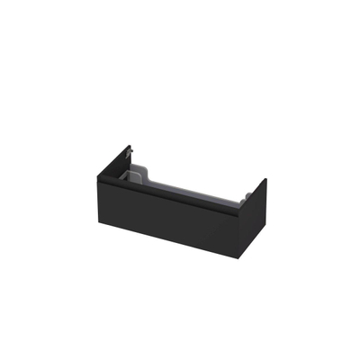 INK Wastafelonderkast - 100x45x35cm - 1 lade - greeploos - MDF lak - Zwart mat