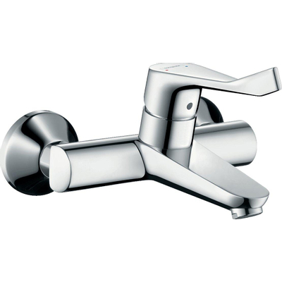 Hansgrohe Focus Care - opbouw wandkraan - met koppelingen - met verlengde greep - 12.1cm - ecosmart - hoogglans chroom