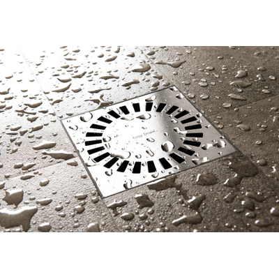 Easy Drain Aqua Compact siphon de sol avec corps de siphon en ABS grille inox et sortie latérale 15x15cm profondeur d’encastrement 60mm incl. sortie réglable Ø50/Ø40m