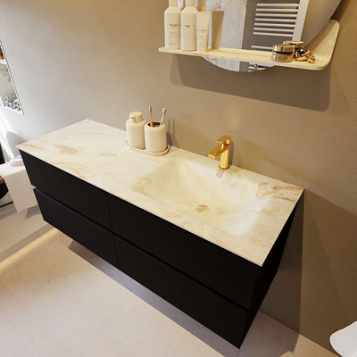 Mondiaz VICA-DLUX ensemble de meuble de salle de bain - 130cm - meuble sous-vasque urban - 4 tiroirs - lavabo encastré cloud droite - 1 trou de robinet - version haute de 60cm - frape