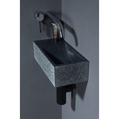 Forzalaqua Venetia Xs Lave-main 29x16x10cm 1 trou de robinet gauche rectangulaire granit adouci anthracite