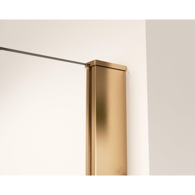 FugaFlow Eccelente Vetro inloopdouche - 110x200cm - mat glas - wandarm - Geborsteld koper PVD (Koper)