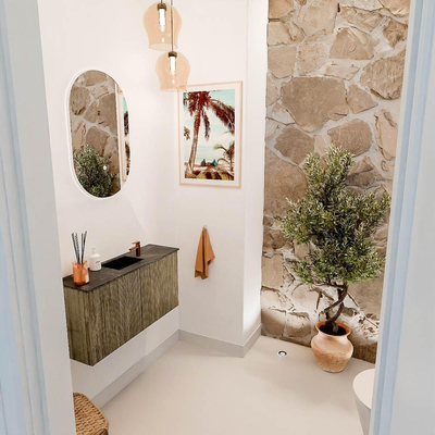 Mondiaz JOYA-DLUX 80cm toiletmeubel - kleur Dusk - Wastafel FAYE positie Midden 1 kraangat kleur Lava.