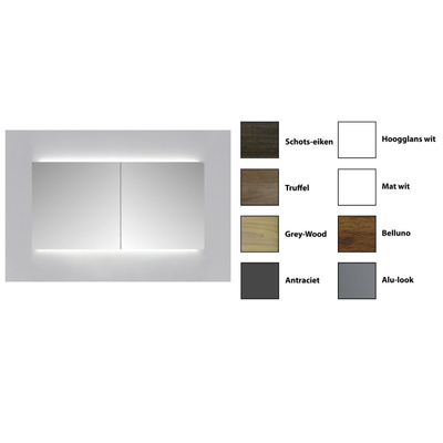 Sanicare Qlassics spiegelkast Ambiance spiegelkast 100x60x15cm met verlichting bovenkant LED - cold white belluno-eiken