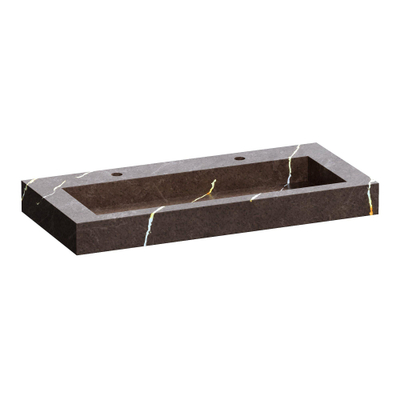 BRAUER Coral lavabo - 100x46x10cm - - 1 vasque - 2 trous de robinet - composite - effet marbre - Copper Brown