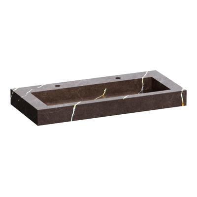 Saniclass Artificial Marble Lavabo pour meuble - 99.6x10.5x45.7cm - sans trop-plein - 1 vasque - 2 trous de robinet - composite - Copper Brown