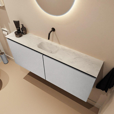 MONDIAZ TURE-DLUX Meuble toilette - 120cm - Plata - EDEN - vasque Opalo - position centrale - sans trou de robinet