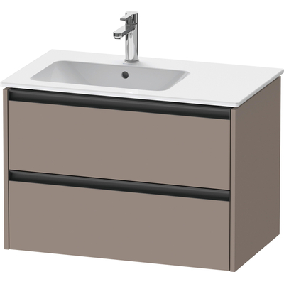 Duravit Ketho 2 meuble sous lavabo avec 2 tiroirs pour vasque à gauche 81x48x54.9cm avec poignées basalte anthracite mat