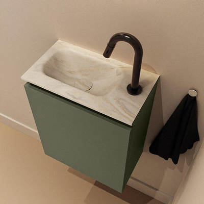 MONDIAZ TURE-DLUX 40cm toiletmeubel Army. EDEN wastafel Ostra positie links. Met 1 kraangat.