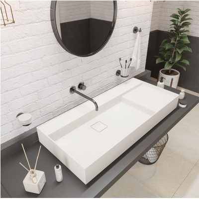 Ideavit Solidbliss opbouwwastafel 100x45x12cm zonder overloop solid surface wit