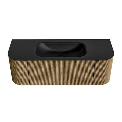 Mondiaz KURVE Badkamermeubelset - 130x46x40cm - 1 lade - 2 deuren - wastafel solid surface - midden - 1 kraangat - Dusk